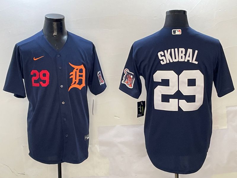 Men Detroit Tigers #29 Skubal Drak Blue Game 2025 Nike MLB Jersey style 3112->new york yankees->MLB Jersey